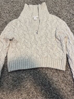 Sincerely Jules Cream Cable Knit Quarter Zip Pullover Sweater Size Small